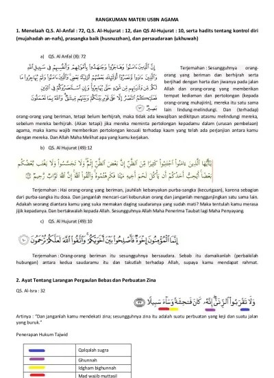 2. Ayat Tentang Larangan Pergaulan Bebas dan Perbuatan Zina - PAI USBN
