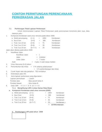 CONTOH PERHITUNGAN PERENCANAAN PERKERASA (1)