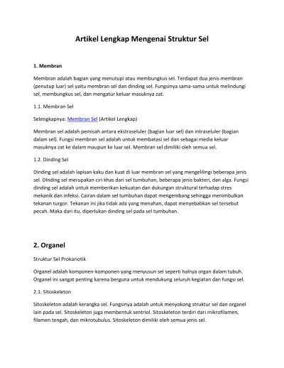 Artikel Lengkap Mengenai Struktur Sel