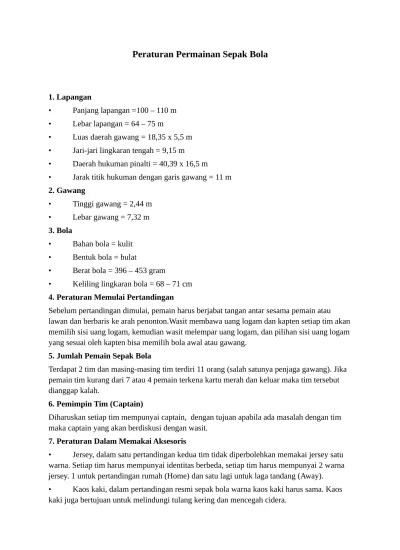 Top PDF Peraturan Permainan Sepak Bola 1 - 123dok.com