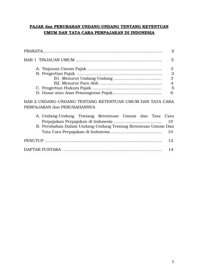 PAJAK dan PERUBAHAN DALAM UNDANG UNDANG