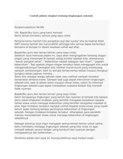 Top PDF Contoh pidato singkat tentang lingkungan - 123dok.com