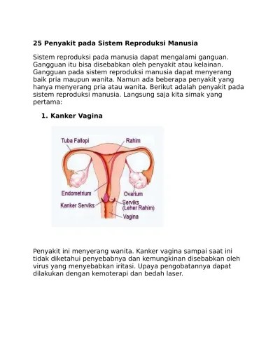 Penyakit pada Sistem Reproduksi Manusia