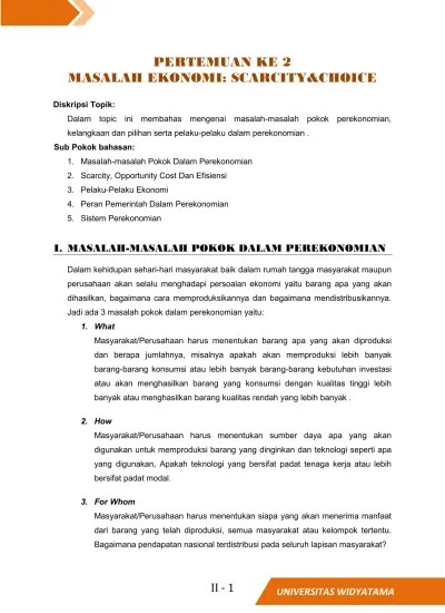 II 1 PERTEMUAN KE 2 MASALAH EKONOMI SCA