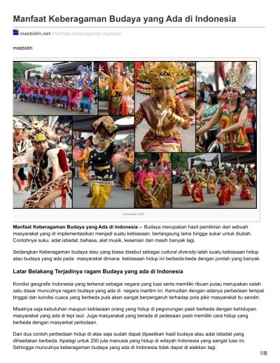 Manfaat Keberagaman Budaya yang Ada di I