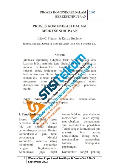 PROSES KOMUNIKASI DALAM proses BERKESENIRUPAAN