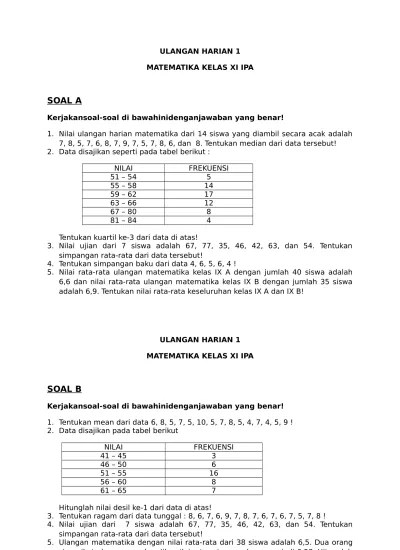 Top PDF ULANGAN HARIAN 1 MATEMATIKA KELAS XI IPA - 123dok.com