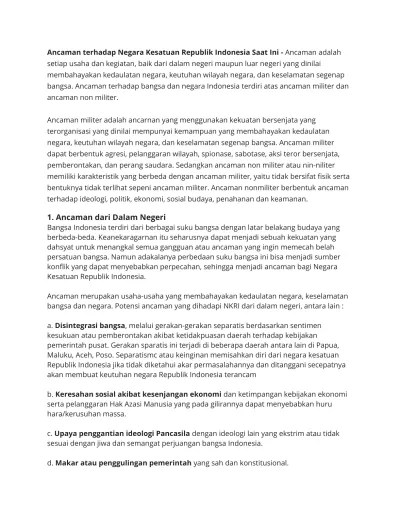 Ancaman terhadap Negara Kesatuan Republi