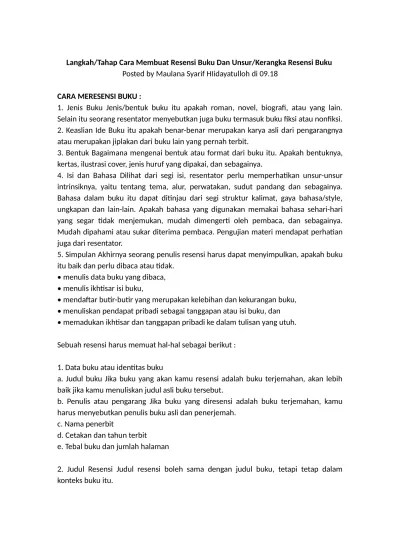LANGKAH LANGKAH DALAM MEMBUAT RESENSI