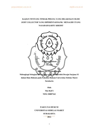 DEBT COLLECTOR YANG DIPERINTAH BANK MENAGIH UTANG