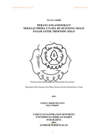 TUGAS AKHIR - Perancangan Booklet Sebagai Media Utama Re-Building Image  Pasar Antik Triwindu Solo