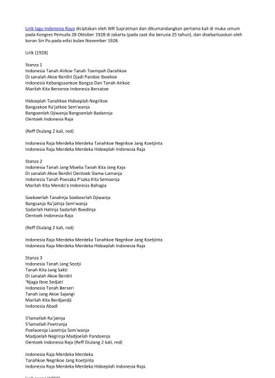 Indonesia Raya Lagu Kebangsaan doc