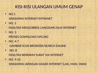 KISI KISI ULANGAN UMUM GENAP
