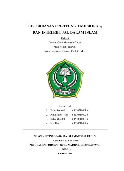 Makalah KECERDASAN SPIRITUAL EMOSIONAL D