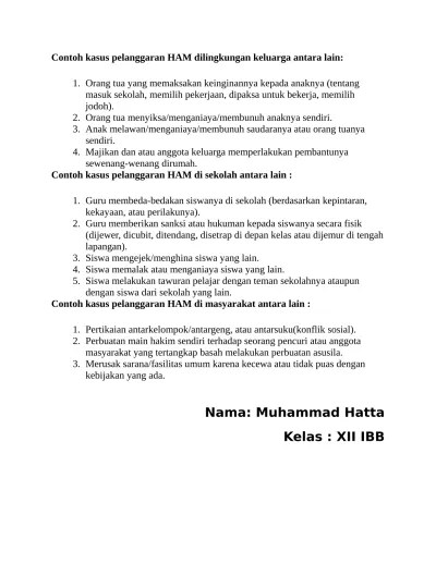 Contoh kasus pelanggaran HAM dilingkunga (1)