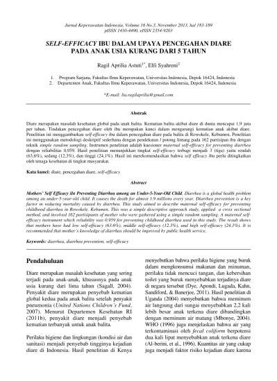Top PDF SELF-EFFICACY IBU DALAM UPAYA PENCEGAHAN DIARE PADA ANAK USIA  KURANG DARI 5 TAHUN - 123dok.com