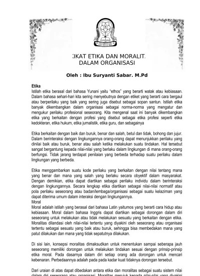 8. ETIKA DAN MORALITAS ORGANISASI