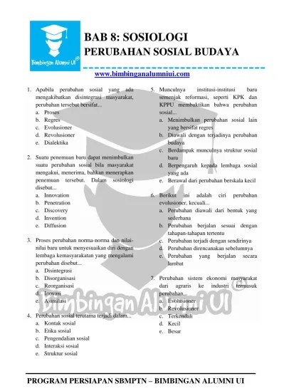 BAB 8 PERUBAHAN SOSIAL BUDAYA