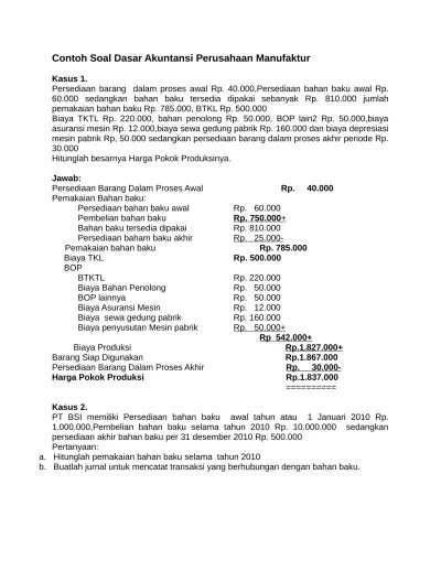 Contoh Soal Dasar Akuntansi Perusahaan M