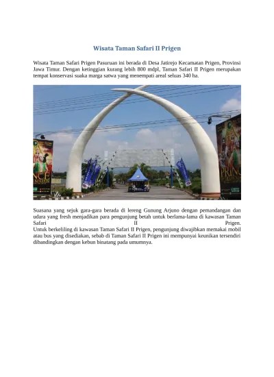 Wisata Taman Safari II Prigen Jawa Timur