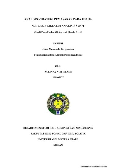 Analisis Strategi Pemasaran Pada AD Souvenir Melalui Analisis SWOT