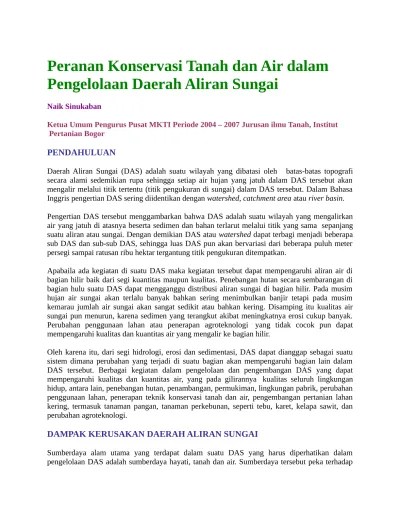 150664957 Peranan Konservasi Tanah Dan Air Dalam Pengelolaan Daerah Aliran  Sungai