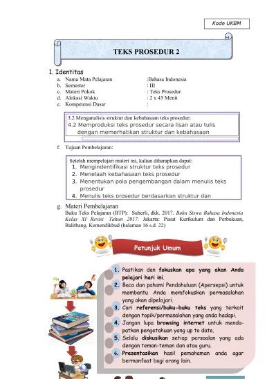 3.2 Menganalisis struktur dan kebahasaan teks prosedur; - 20. buat UKBM 3.2  4.2 Teks Prosedur