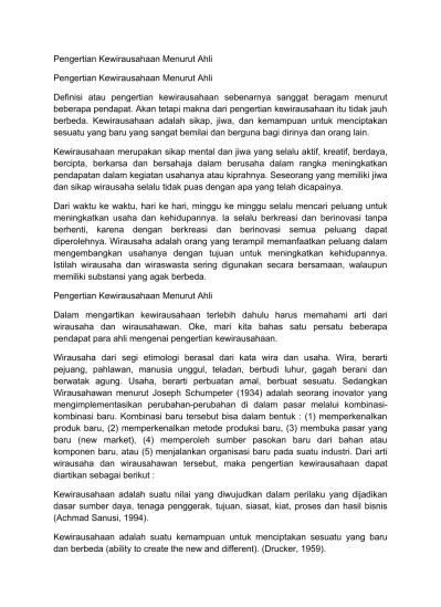 Pengertian Kewirausahaan Menurut Para Ahli
