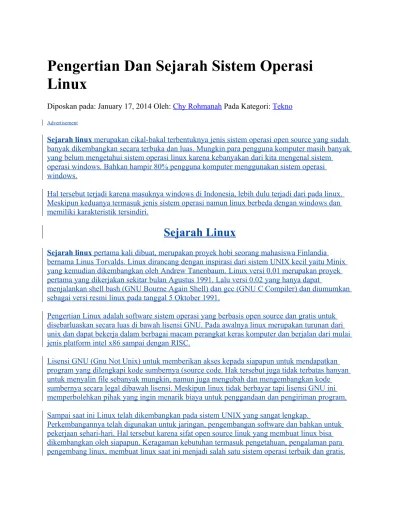 Pengertian Dan Sejarah Sistem Operasi Li