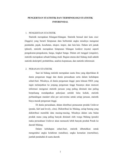 PENGERTIAN STATISTIK DAN TERMINOLOGI STA