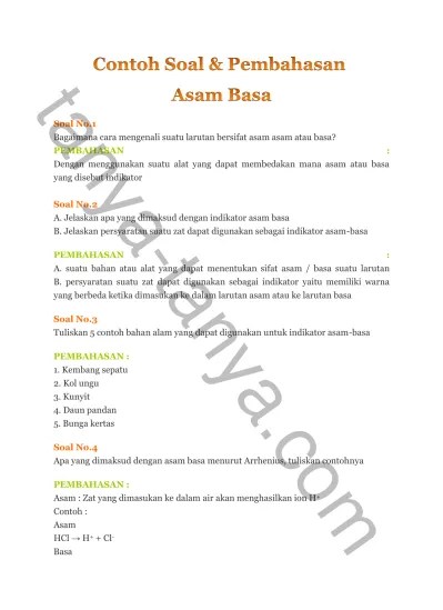 Contoh soal asam basa Merupakan Suatu Kelompok E