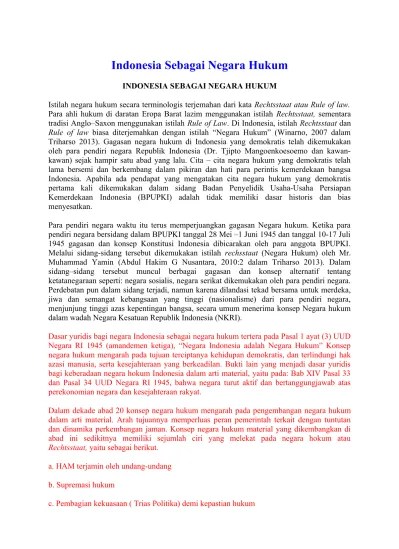 Indonesia Sebagai Negara Hukum INDONESIA