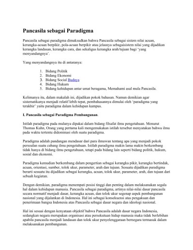 Pancasila sebagai Paradigma Pancasila Indonesia