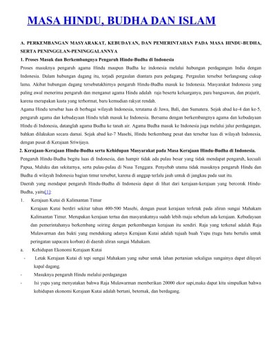 MASA HINDU BUDHA DAN ISLAM