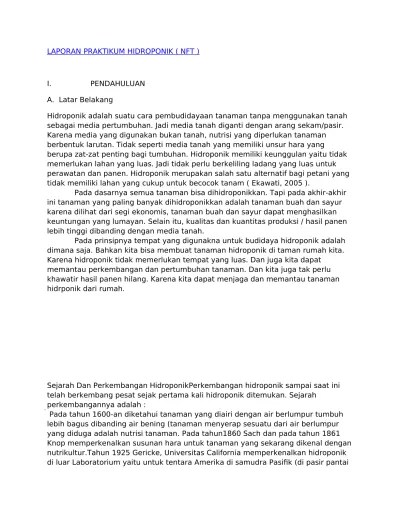 Top PDF LAPORAN PRAKTIKUM HIDROPONIK NFT INDONESIA - 123dok.com