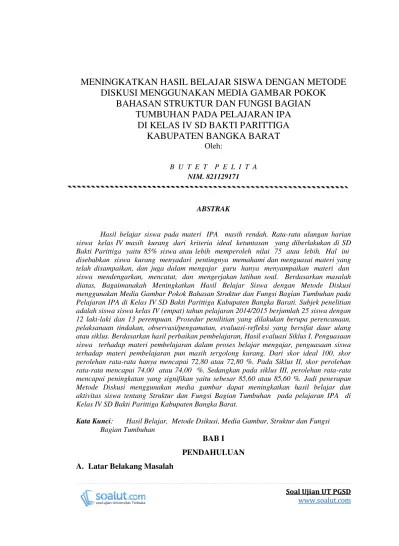 Contoh Karil UT PGSD Karya Ilmiah IPA St