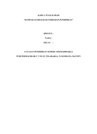 Contoh Makalah Karya Ilmiah Tentang Pendidikan
