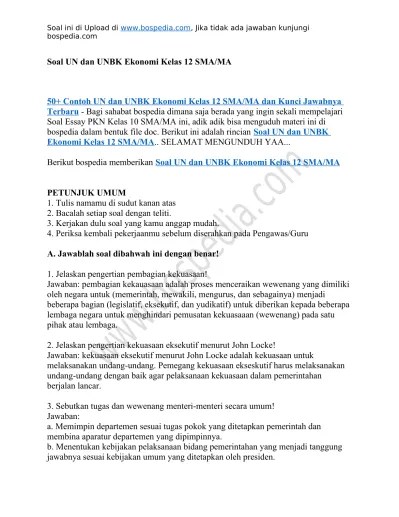 Soal Un Dan Unbk Ekonomi Kelas 12 Sma/Ma Dan Kunci Jawabnya Terbaru