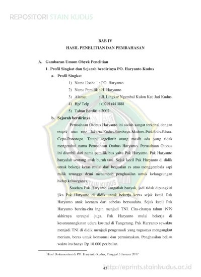 Top PDF b. Sejarah berdirinya - IMPLEMENTASI GOOD COORPORATE GOVERNANCE  TERHADAP NILAI PERUSAHAAN PADA PO. HARYANTO KUDUS - STAIN Kudus Repository  - 123dok.com