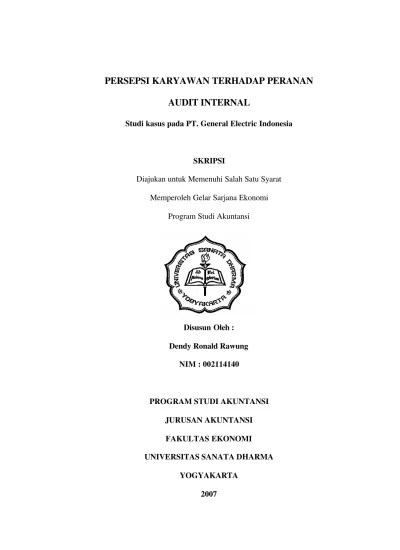 PERSEPSI KARYAWAN TERHADAP PERANAN AUDIT INTERNAL