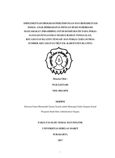 Top PDF Implementasi Kebijakan Perlindungan Anak Berhadapan Dengan Hukum Di  Lapas Kabupaten Klaten - 123dok.com