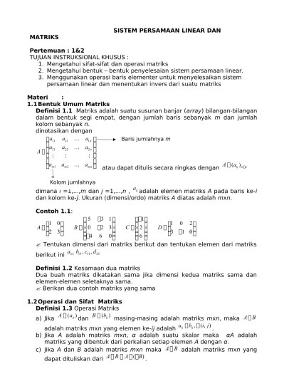 Sistem Persamaan Linier Dan Matriks - Repository UNIKOM