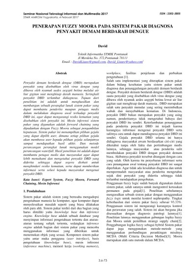 Top PDF PENERAPAN FUZZY MOORA PADA SISTEM PAKAR DIAGNOSA PENYAKIT DEMAM  BERDARAH DENGUE - 123dok.com