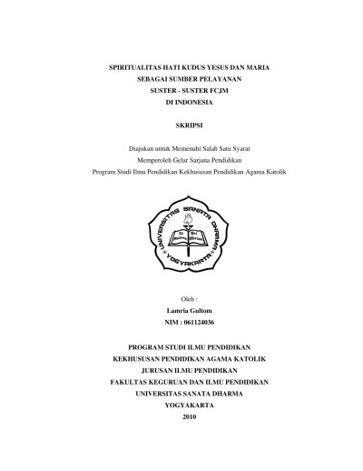 Spiritualitas Hati Kudus Yesus dan Maria sebagai sumber pelayanan  suster-suster FCIM di Indonesia - USD Repository