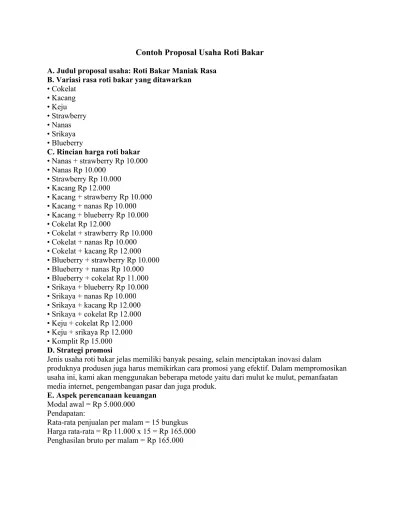 Contoh Proposal Usaha Makanan Ringan