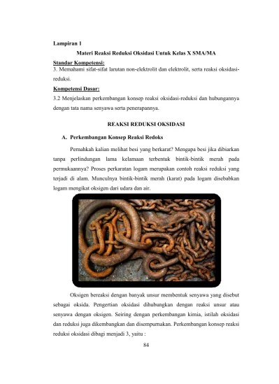 Kompetensi Dasar: 3.2 Menjelaskan perkembangan konsep reaksi oksidasi-reduksi  dan hubungannya dengan tata nama senyawa serta penerapannya.