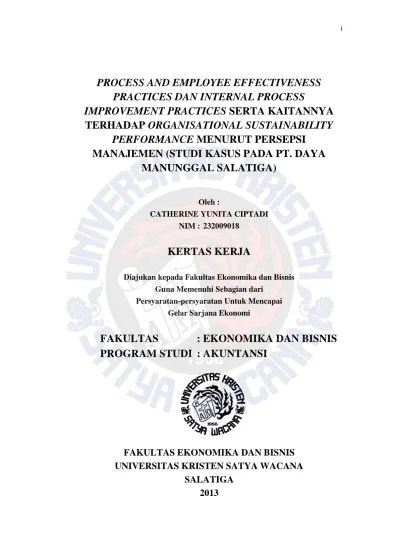 ANALISIS STRATEGI PEMASARAN PADA PT. SINAR INDAH KERTAS, PATI. Oleh: Joshua  Cahya Kusuma NIM : KERTAS KERJA