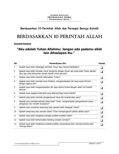 Berdasarkan 10 Perintah Allah