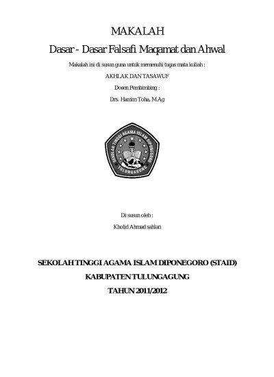 MAKALAH Dasar - Dasar Falsafi Maqamat dan Ahwal