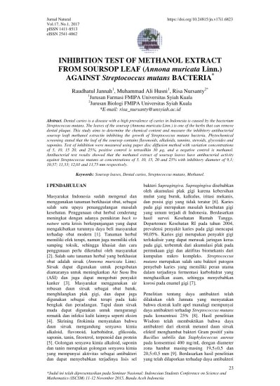 Antimicrobial Effectivity Test of Soursop Leaf (Annona muricata L.) Extract  against Fish Pathogenic Bacteria and fungus